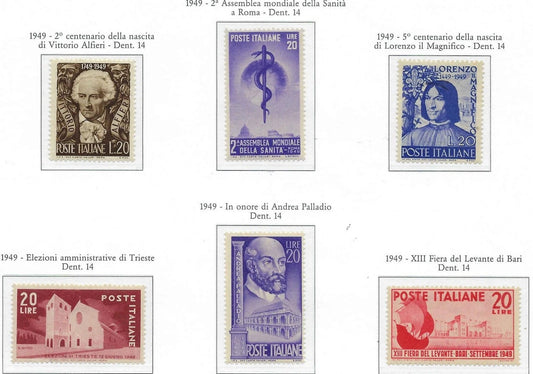 1949 Italy -Scott 520-525 - Clean Undisturbed OG! - Post Office Fresh!
