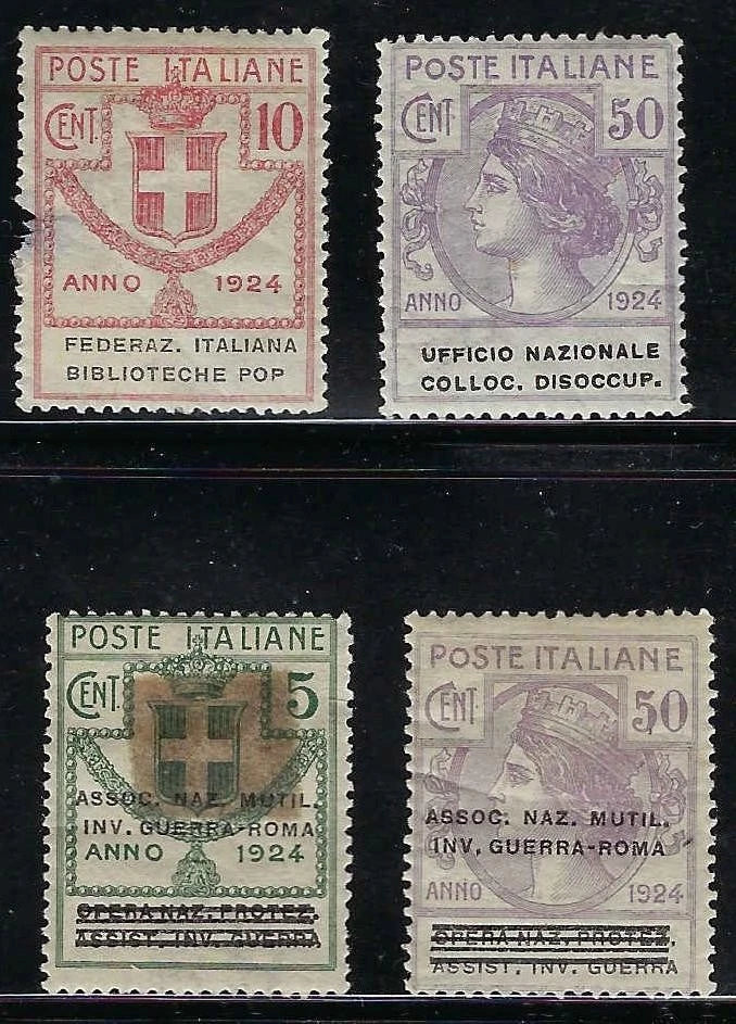 1924 Italy Semistatali (Disoccup & Guerra Rome) Stamps as Shown - MH - 2 Damaged
