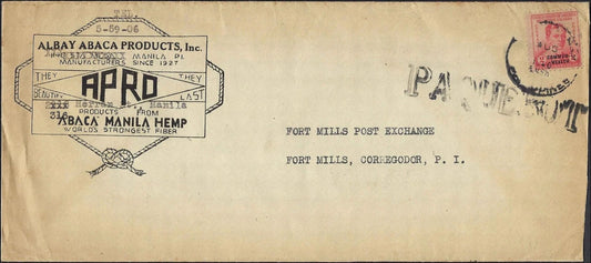 Philippines 1940 Paquebot Cover Fort Mills Corregidor