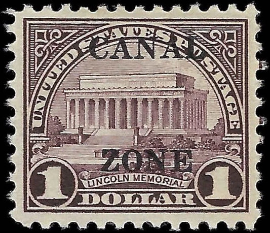 1926 USA Canal Zone $1 - Scott 95 - MH, OG - Solid - Excellent Centering!