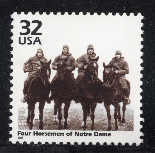 1998 1920s 4 Horseman of Notre Dame Single 33c Postage Stamp, Scott 3184l, MNH, OG