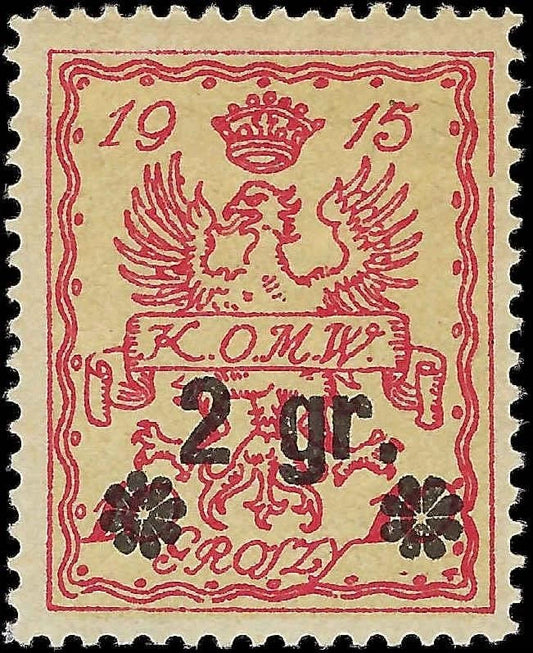 1915 Poland Warsaw Local Stadtpost Mi 9A 2gr Used Signed Kamiński