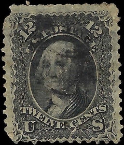 c1861 12c Washington w/ Grill - Prob Sc# 97 - Used - Corner Flaw & Perf Fold