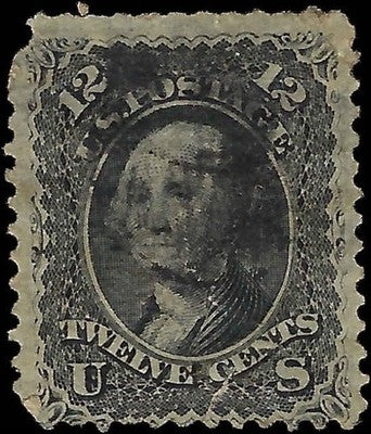 c1861 12c Washington w/ Grill - Prob Sc# 97 - Used - Corner Flaw & Perf Fold
