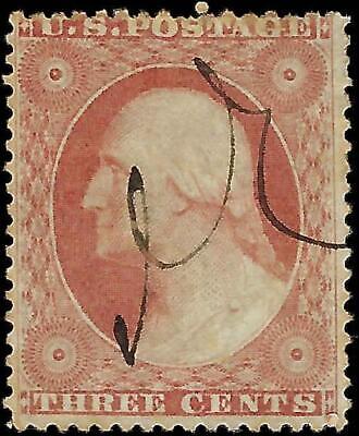 VEGAS - 1857 Washington 3c - Scott 26 Used - Well Centered and Clean!
