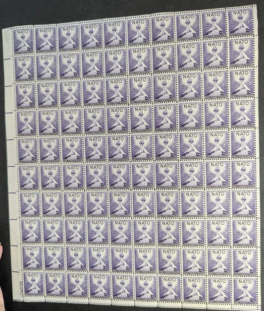 1952 USA NATO 3c Sheet -Scott 1008 -MNH, Undisturbed OG - No Sig Flaws
