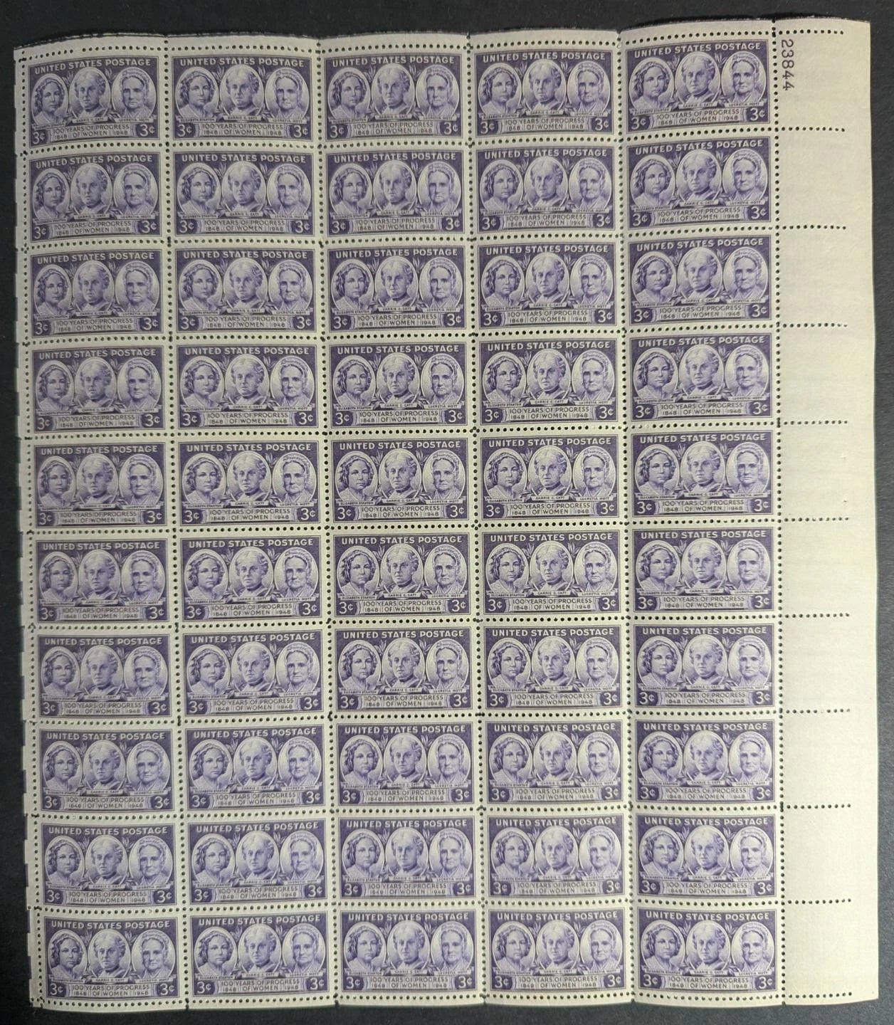 1948 USA Women 3c Sheet -Scott 959 -MNH, Undisturbed OG - No Sig Flaws