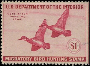c1943 - Sc# RW10 Hunting Permit Duck Stamp - MNH, Slight Gum Dist - Centering