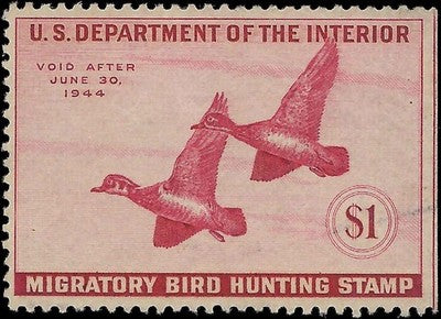 c1943 - Sc# RW10 Hunting Permit Duck Stamp - MNH, Slight Gum Dist - Centering