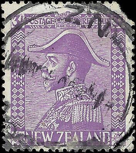 VEGAS - 1926 New Zealand King George V - 3sh - Scott 183 - Used - Corner Flaw