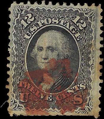 VEGAS - 1868 Washington 12c With F Grill - Sc# 497 -Red Cancel -Some Short Perfs
