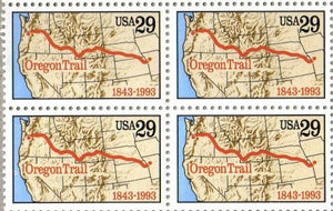 1993 Oregon Trail Block of 4 29c Postage Stamps, Sc# 2747, MNH, OG