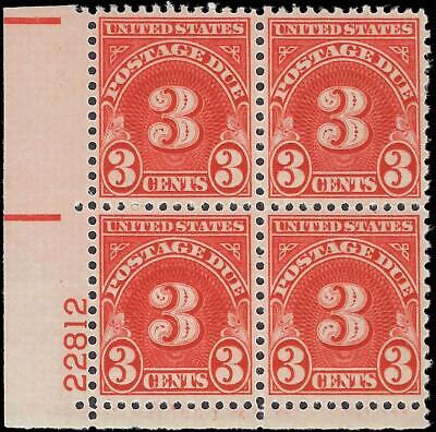 VEGAS - 1931 Postage Due 3c - Scott J82 Wet Printing - Plate Block - MNH, OG