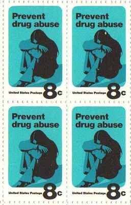 1971 Prevent Drug Abuse Block of 4 8c Postage Stamps, Scott1438, MNH, OG