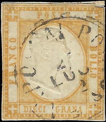 VEGAS - 1861 Two Sicilies, Italy 10g Stamp - Scott 25 - Used - FV161