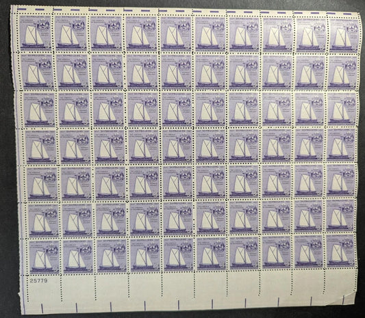 1957 USA 3c Ship Building Sheet -Scott 1095 -MNH, Undisturbed OG -READ