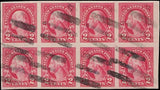 c1923 - #577 2c Washington Imperf Used Block of 8 - Good Centering!