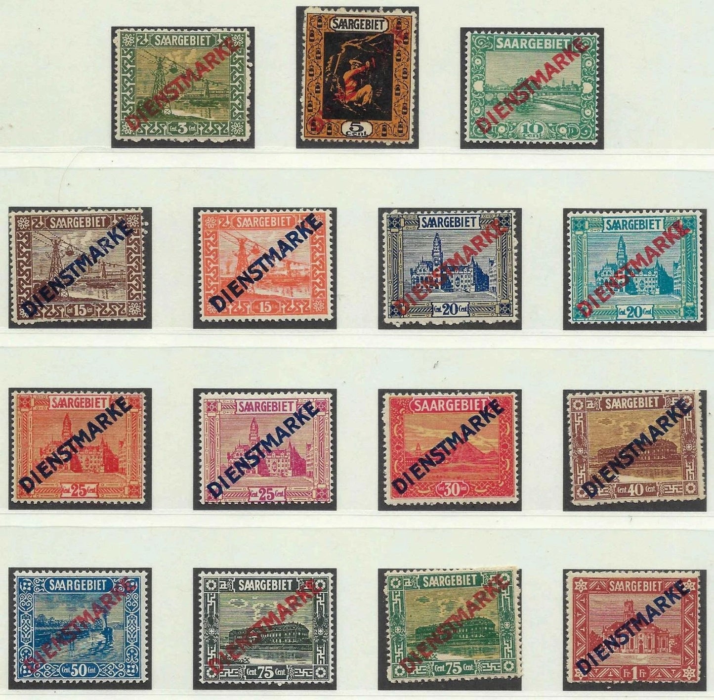 1921 Saar Official Full - Scott O1-O15c Full Set - MH - Nice Grouping