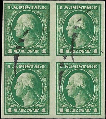 c1916 - USA - Scott 481 Imperf - Used Block of 4 - Nice Centering!