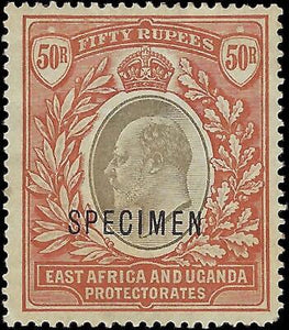 VEGAS - 1903 East Africa 50r - Scott 16 Specimen - MH With Gum. - Verified WM1