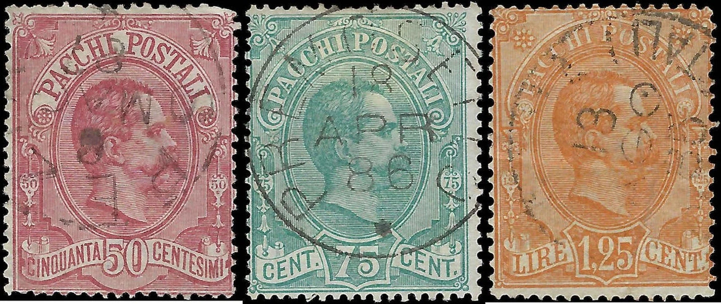 1884 Italy Parcel - Scott Q3-Q5 - Canceled - Some Minor Flaws - See Photos