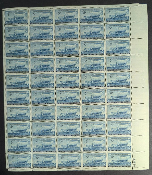 1948 USA Swedish 3c Sheet -Scott 958 -MNH, Undisturbed OG - Corner Flaw