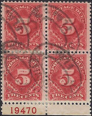 VEGAS - 1917 Postage Due 5c - Scott J64 Plate Block Of 4 - Used - Nice Centering!