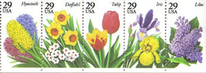 1993 Garden Flowers Booklet Pane of 5 29c Postage Stamps - Sc#2764 -MNH,OG cx530