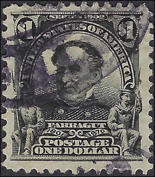 1902-03 Farragut $1- Scott 311 - Nice Centering! - No Significant Flaws