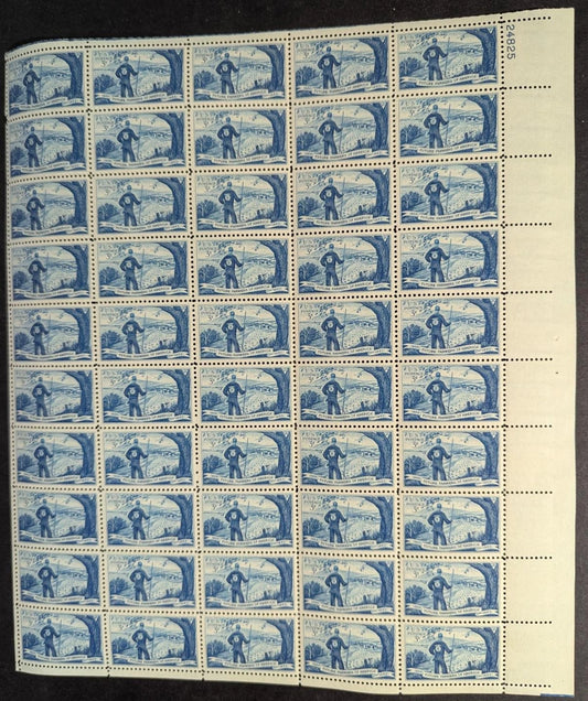 1953 USA Future Farmers 3c Sheet -Scott 1024 -MNH, Undisturbed OG - Edge Flaw