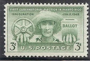 1949 First Gubernatorial Election in Puerto Rico Single 3c Stamp -Sc#983-MNH,OG