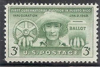 1949 First Gubernatorial Election in Puerto Rico Single 3c Stamp -Sc#983-MNH,OG