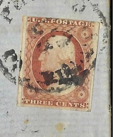 c1857 - Scott 11 On Cover with Nice Margins!