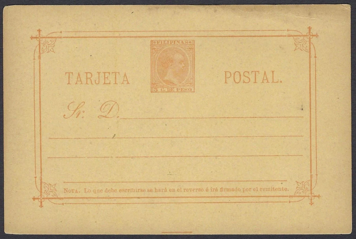 1890s Philippines Spanish 5c de Peso Postal Card Unused