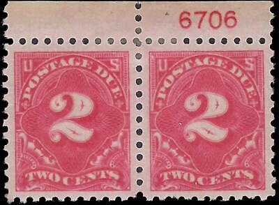 VEGAS - 1914 Postage Due 2c - Scott J53 Plate Number Pair, MH, OG - P10 - Choice!
