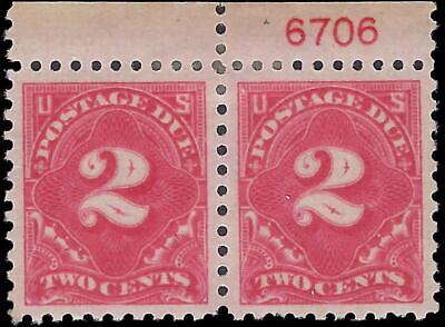 VEGAS - 1914 Postage Due 2c - Sc# J53 Plate Number Pair, MH, OG - P10 - Choice!