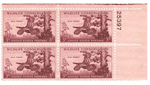 1956 Turkey Wildlife Conservation Plate Block of Four 3c Stamps Scott1077 MNH, OG