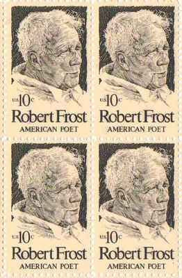 1974 Robert Frost Block of 4 10c Postage Stamps, Scott1526, MNH, OG