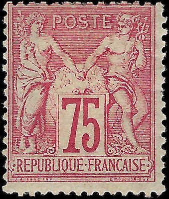 c1876 France 75c - Scott 75 - Type 1 - MH - Crease ~2 Sm Thins - Cat- $950!