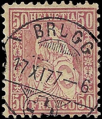 VEGAS - 1877 Switzerland - Scott 59 - Used Brugg Date Cancel - Light Thins Bottom