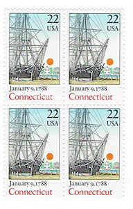 1988 Connecticut Statehood Block of 4 22c Postage Stamps, Sc#2340, MNH, OG