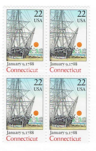 1988 Connecticut Statehood Block of 4 22c Postage Stamps, Sc#2340, MNH, OG