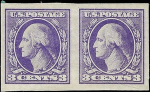 c1918 - USA 3c Washington Imperf Pair - Sc# 535 - MNH, OG - Fresh -Light Crease