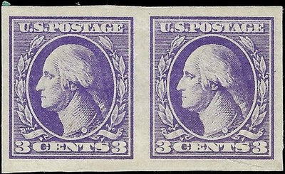 c1918 - USA 3c Washington Imperf Pair - Sc# 535 - MNH, OG - Fresh -Light Crease