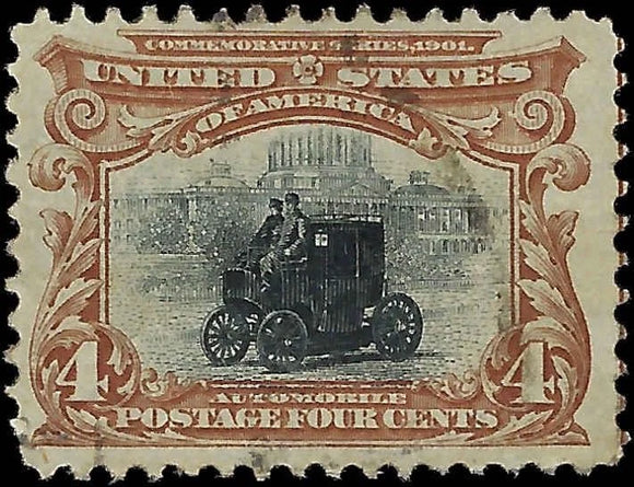 c1901- Scott 296 Electric Automobile 4c - Used - Light Cancel