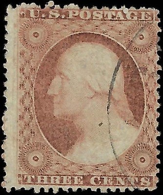 c1857 3c USA Washington - Scott 26A - Type 4 - Used - Solid