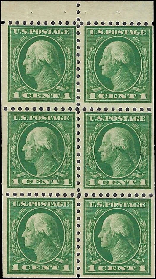 c1913d - #424 Washington 1c Booklet Pane of 6 - MH