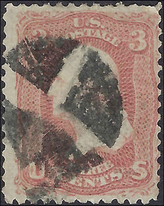 VEGAS - 1861-62 Washington 3c- Sc# 65 - Fancy Cancel - Solid - Short Perf