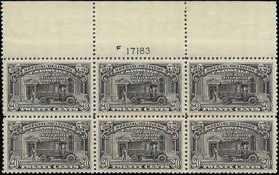 c1925 - Scott E14 Special Delivery Plate Block of 6 - MNH, OG - Choice Centering!