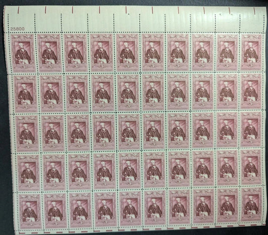 1957 USA 3c Layayette Sheet -Scott 1097 -MNH, Undisturbed OG -Corner Flaw